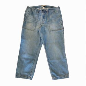 Y2K High Rise Straight Leg Capri Jeans with Pockets Size 12